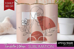 Line Art Woman Tumbler Wrap - Minimalist Tumbler PNG Product Image 1