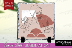 Line Art Woman Slate PNG - Minimalist Square Slate Product Image 1