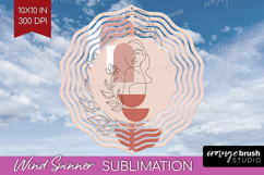 Line Art Woman Wind Spinner Sublimation PNG - Minimalist Product Image 1