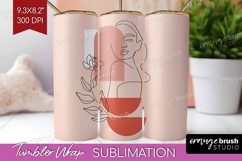Line Art Woman Tumbler Wrap - Minimalist Tumbler PNG Product Image 1
