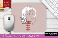 Line Art Woman Mouse Pad Sublimation - Minimalist Mousepad Product Image 1