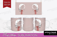 Line Art Woman Mug Wrap - Minimalist Mug PNG Sublimation Product Image 1