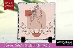 Line Art Woman Slate PNG - Minimalist Square Slate Product Image 1