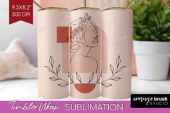 Line Art Woman Tumbler Wrap - Minimalist Tumbler PNG Product Image 1