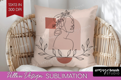 Line Art Woman Pillow Sublimation - Minimalist Pillow Cover Product Image 1
