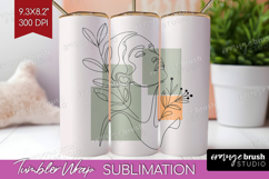 Line Art Woman Tumbler Wrap - Minimalist Tumbler PNG Product Image 1