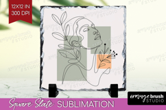 Line Art Woman Slate PNG - Minimalist Square Slate Product Image 1