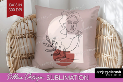 Line Art Woman Pillow Sublimation - Minimalist Pillow Cover Product Image 1