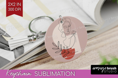 Line Art Woman Keychain PNG - Minimalist Keychain Product Image 1
