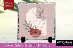 Line Art Woman Slate PNG - Minimalist Square Slate Product Image 1