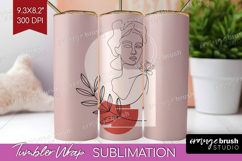 Line Art Woman Tumbler Wrap - Minimalist Tumbler PNG Product Image 1