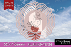 Line Art Woman Wind Spinner Sublimation PNG - Minimalist Product Image 1