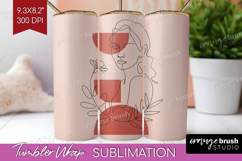 Line Art Woman Tumbler Wrap - Minimalist Tumbler PNG Product Image 1