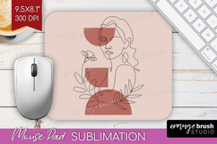 Line Art Woman Mouse Pad Sublimation - Minimalist Mousepad Product Image 1
