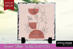 Line Art Woman Slate PNG - Minimalist Square Slate Product Image 1
