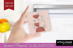 Line Art Woman Magnet Sublimation - Minimalist Square Magnet Product Image 1