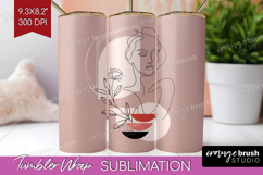 Line Art Woman Tumbler Wrap - Minimalist Tumbler PNG Product Image 1
