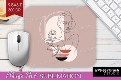 Line Art Woman Mouse Pad Sublimation - Minimalist Mousepad Product Image 1