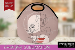 Line Art Woman Lunch Bag - Minimalist Lunch Bug PNG Product Image 1
