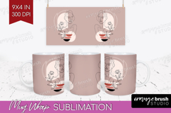 Line Art Woman Mug Wrap - Minimalist Mug PNG Sublimation Product Image 1