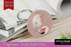 Line Art Woman Keychain PNG - Minimalist Keychain Product Image 1