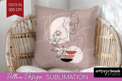 Line Art Woman Pillow Sublimation - Minimalist Pillow Cover Product Image 1