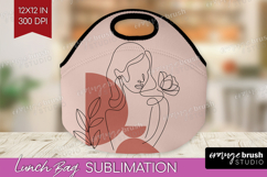Line Art Woman Lunch Bag - Minimalist Lunch Bug PNG Product Image 1