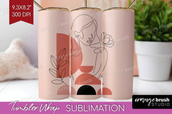 Line Art Woman Tumbler Wrap - Minimalist Tumbler PNG Product Image 1
