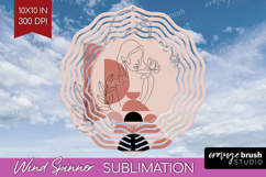 Line Art Woman Wind Spinner Sublimation PNG - Minimalist Product Image 1