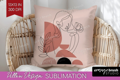 Line Art Woman Pillow Sublimation - Minimalist Pillow Cover Product Image 1