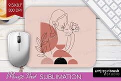 Line Art Woman Mouse Pad Sublimation - Minimalist Mousepad Product Image 1