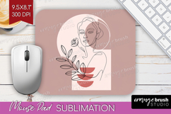 Line Art Woman Mouse Pad Sublimation - Minimalist Mousepad Product Image 1