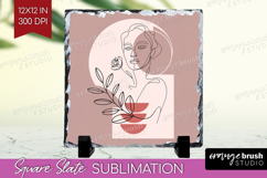 Line Art Woman Slate PNG - Minimalist Square Slate Product Image 1