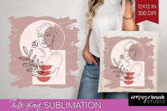 Line Art Woman Tote Bag - Minimalist Tote Bag PNG Product Image 1
