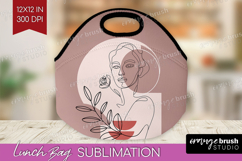 Line Art Woman Lunch Bag - Minimalist Lunch Bug PNG Product Image 1