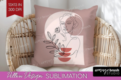 Line Art Woman Pillow Sublimation - Minimalist Pillow Cover Product Image 1