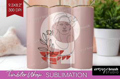 Line Art Woman Tumbler Wrap - Minimalist Tumbler PNG Product Image 1