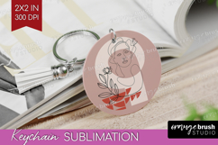 Line Art Woman Keychain PNG - Minimalist Keychain Product Image 1