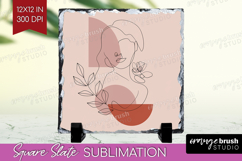 Line Art Woman Slate PNG - Minimalist Square Slate Product Image 1