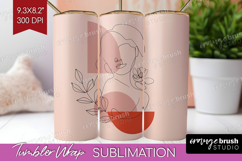 Line Art Woman Tumbler Wrap - Minimalist Tumbler PNG Product Image 1