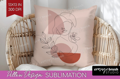 Line Art Woman Pillow Sublimation - Minimalist Pillow Cover Product Image 1