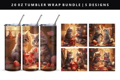 Valentine Cat 20oz Tumbler Wrap | Sublimation PNG Design Product Image 1