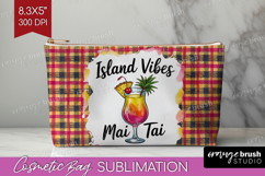 Mai Tai Cocktail Cosmetic Bag Summer Drink Makeup Bag PNG Product Image 1