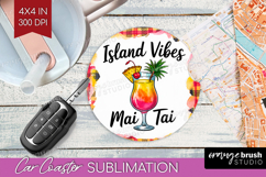 Mai Tai Cocktail Car Coaster Summer Drink Coaster PNG Product Image 1