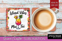 Mai Tai Cocktail Square Coaster Summer Drink Coaster PNG Product Image 1