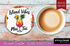Mai Tai Cocktail Round Coaster Summer Drink Coaster PNG Product Image 1
