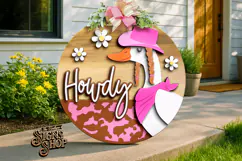 Howdy Goose Cowgirl Door Hanger, SVG Laser Cut File Product Image 1