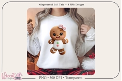 Gingerbread Girl Trio PNG Bundle | 3 Sublimation Designs Product Image 1