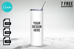 20oz Skinny Tumbler Mockup Full wrap | Full view wrap mockup Product Image 1