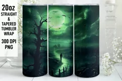 Halloween Scenes Tumbler Wrap, Halloween Witch Tumbler Wrap Product Image 1